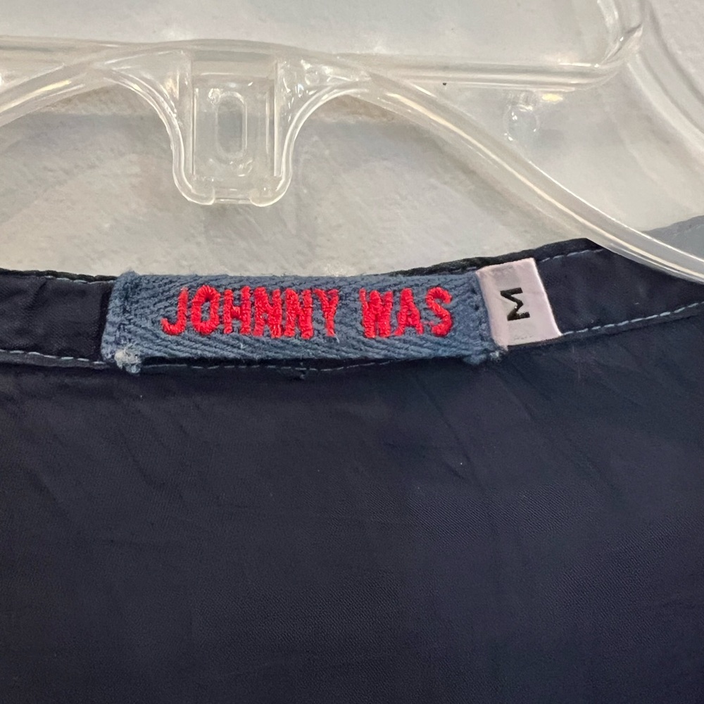 Johnny Was navy blue Embellished 3/4 Sleeve Blouse - Picture 3 of 8